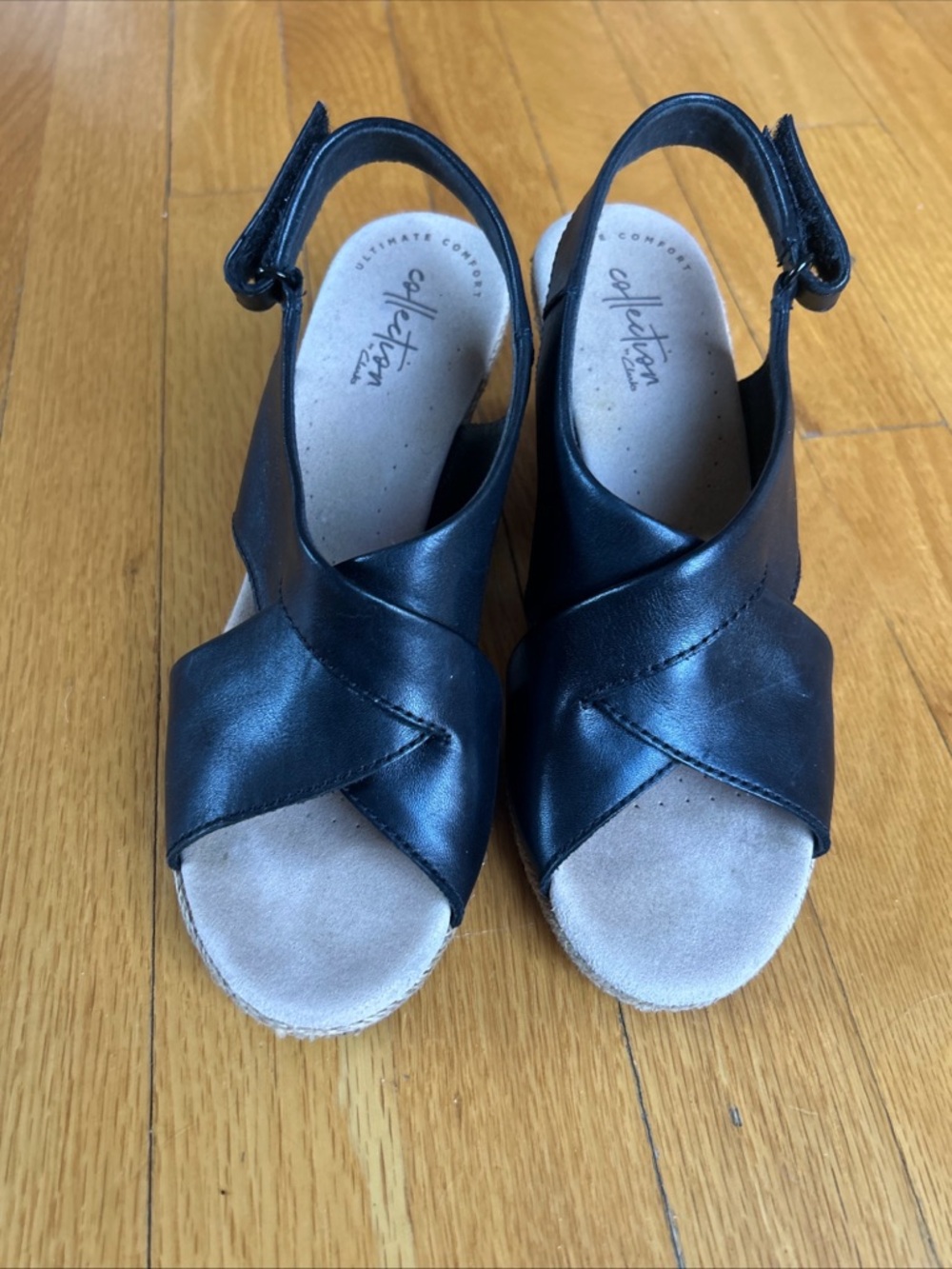 Women's Clark's Collection Black Leather Slingback Sandals